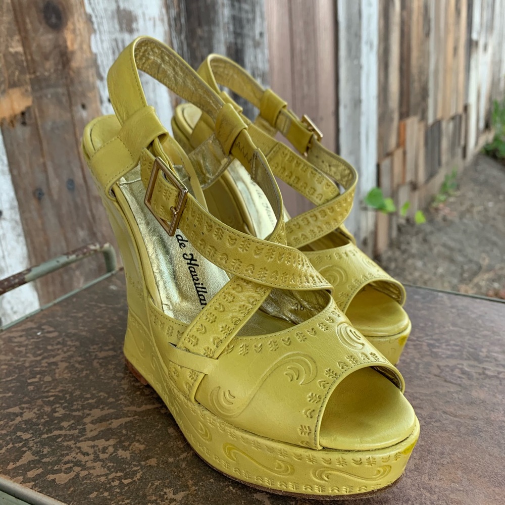 Mustard Yellow Strappy Wedges